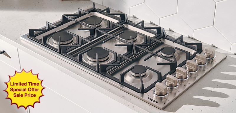 Thor Kitchen 36 inch wide Gas Professional Cooktop Range